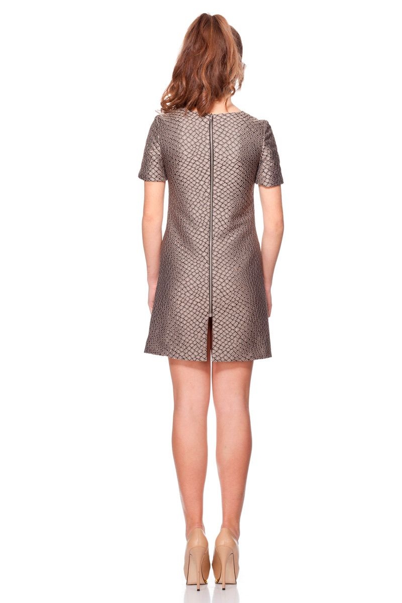 comprar vestido de estilo rockero de rock n rom en tono arena corto de manga corta en apparentia