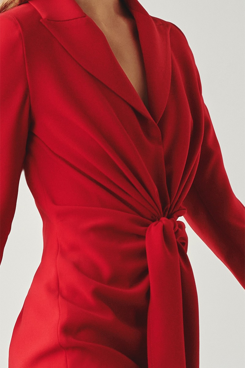 compra online vestido corto crepe rojo drapeado para invitadas a boda, bautizo, comunion,  salir a cenar, evento informal, apparentia