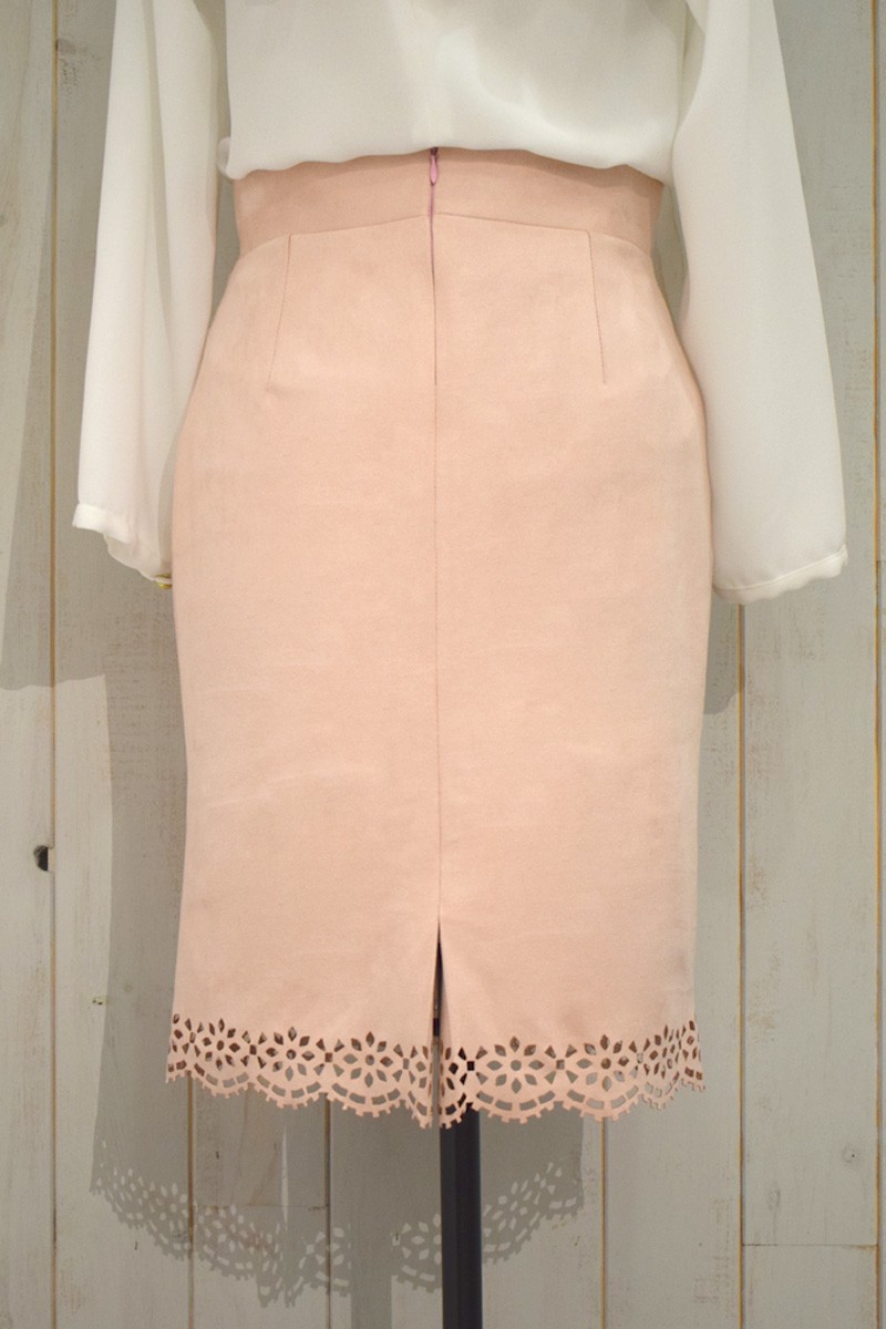 omprar online falda de antelina rosa de otoño invierno para eventos ocasiones especiales fiestas oficina para look elegante de apparentia