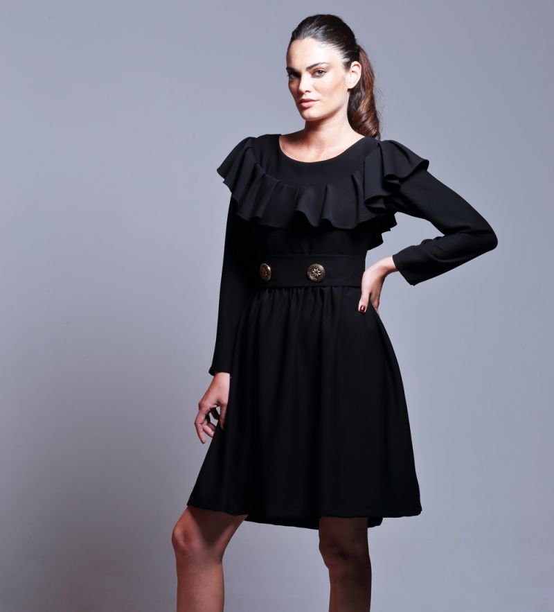 vestidos de vuelo con volantes y manga larga de otoño invierno para eventos oficina trabajo ocasiones especiales eventos de apparentia 