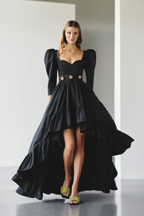 vestido tafetan negro