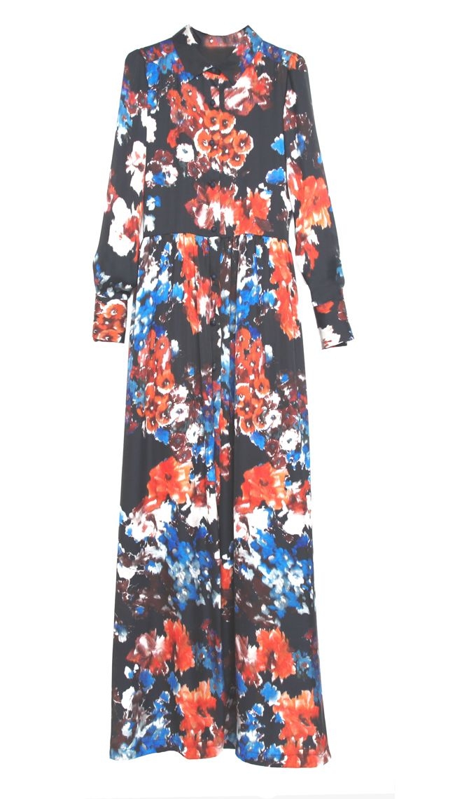 comprar online vestido camisero largo con estampado de flores de otoño invierno para fiesta evento coctel ocasiones especiales de apparentia