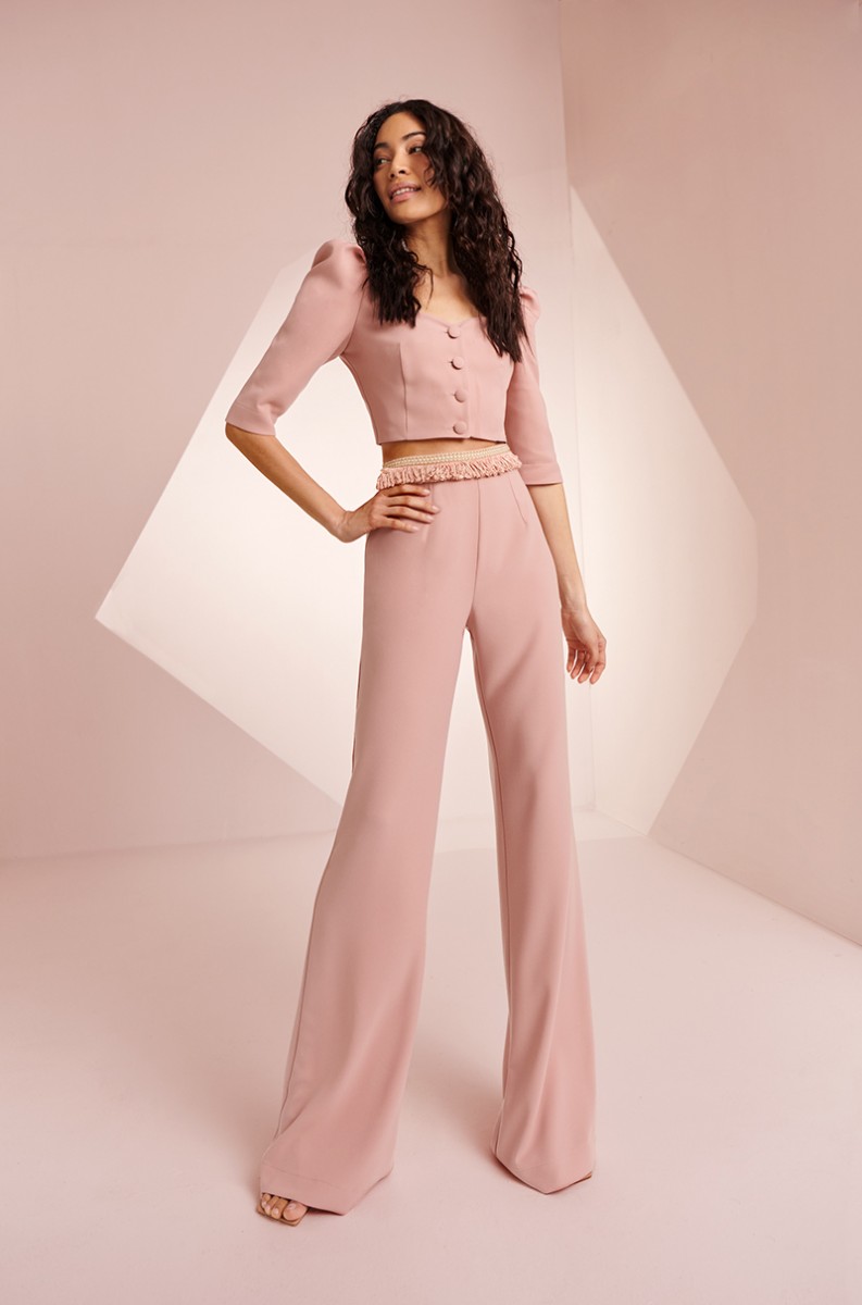 comprar pantalon palazzo rosa para invitadas a boda de dia, graduacion, evento, comunion, compra online