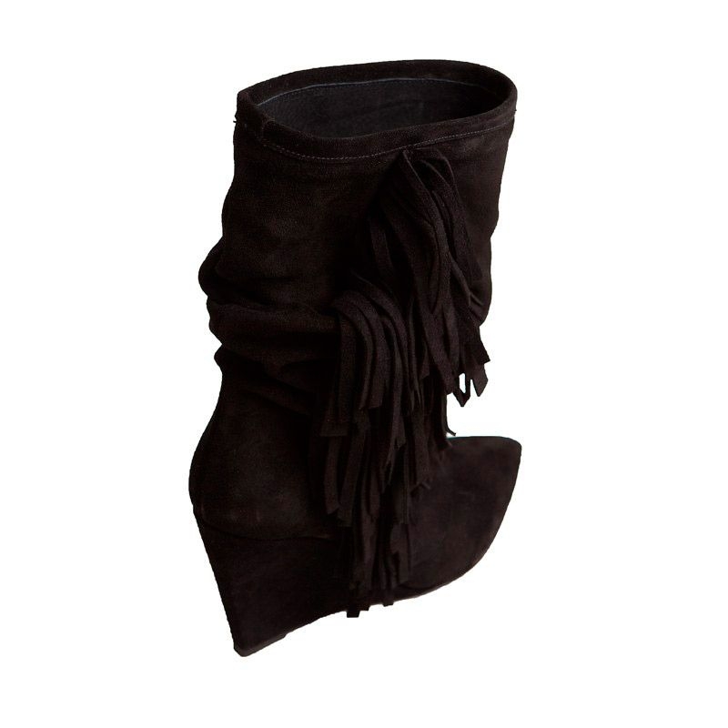 comprar online botines negro de ante con flecos y cuna de mas34 en apparentia