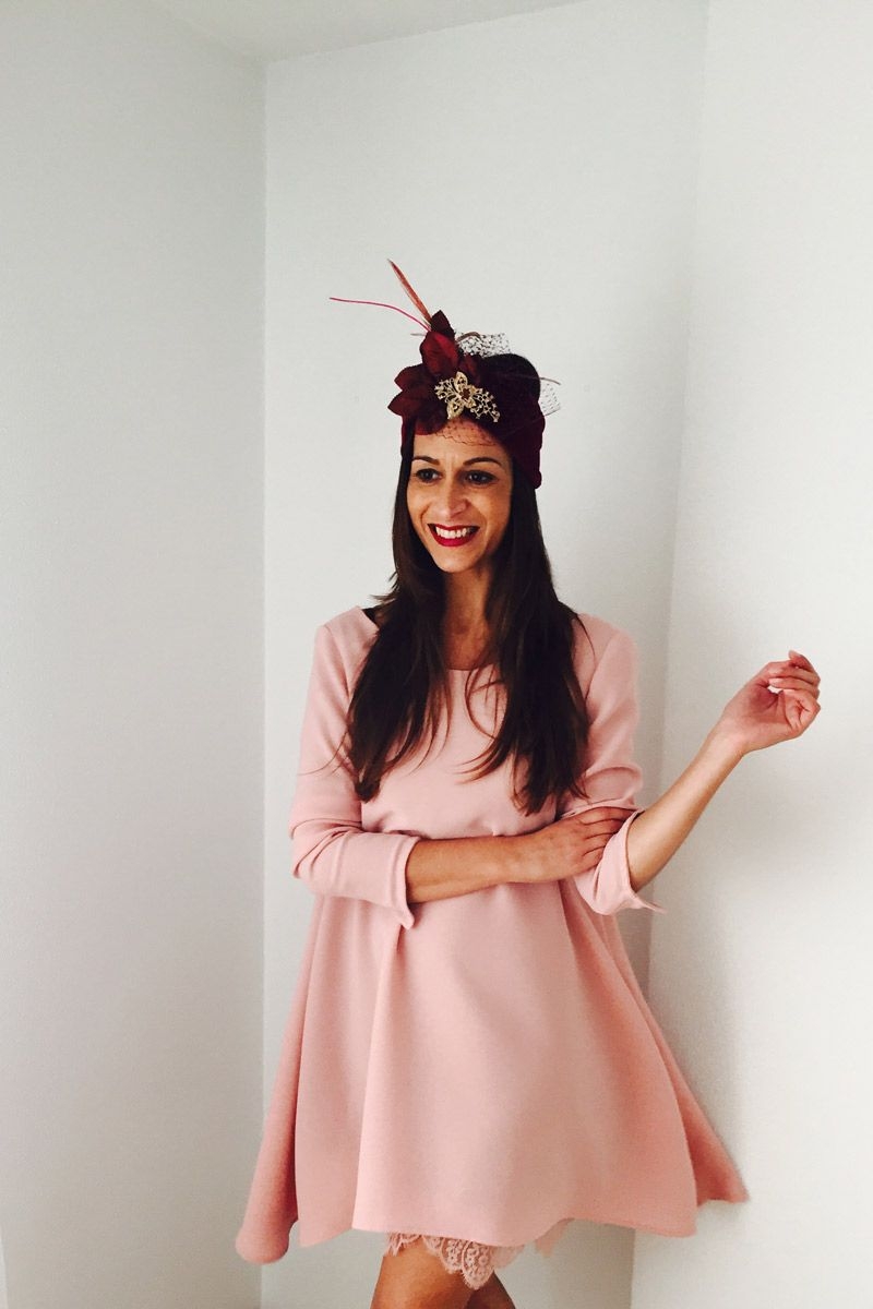 vestido capa de fiesta rosa de otoño invierno para bodas eventos fiestas coctel nochevieja de bouret en apparentia