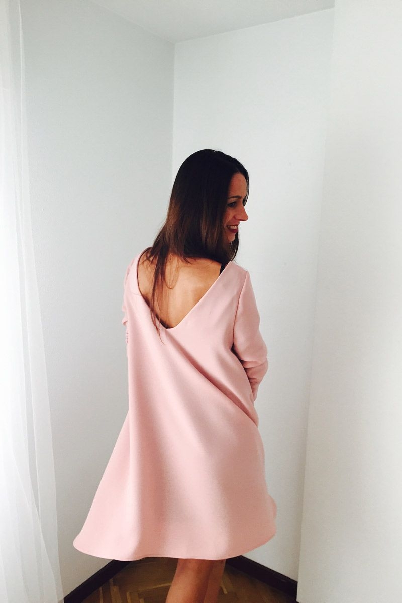 vestido capa rosa palo de fiesta de otoño invierno para bodas eventos fiestas coctel nochevieja de bouret en apparentia