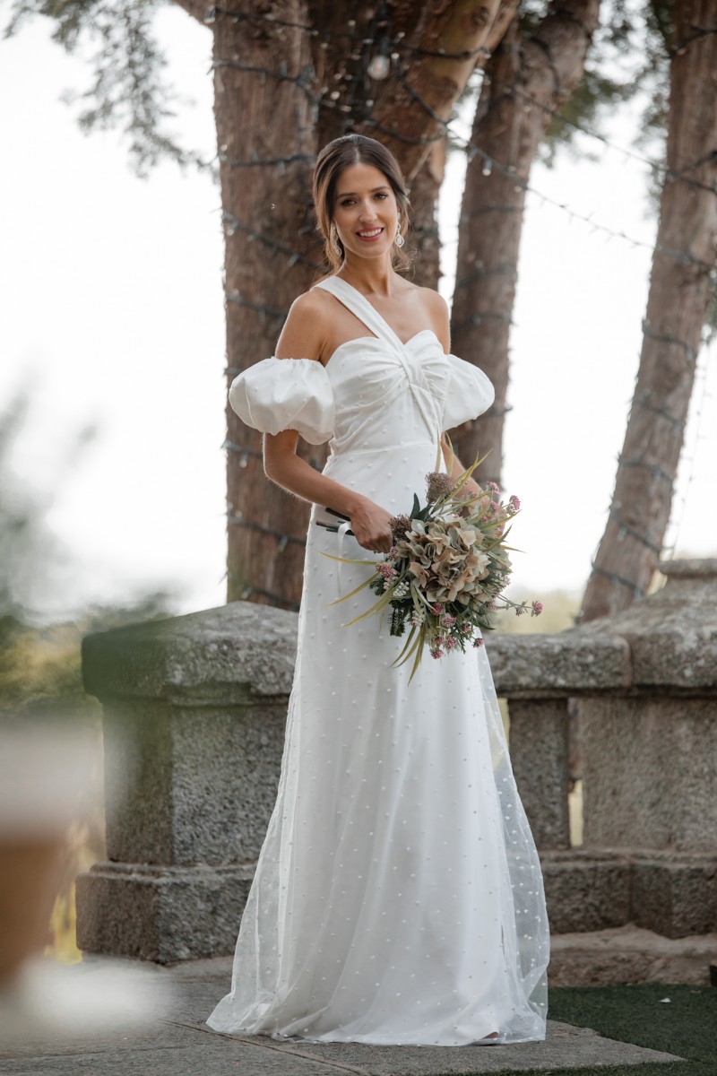 vestido largo blanco para novia civil para novia civil,  madre de bautizo o comunion de apparentia