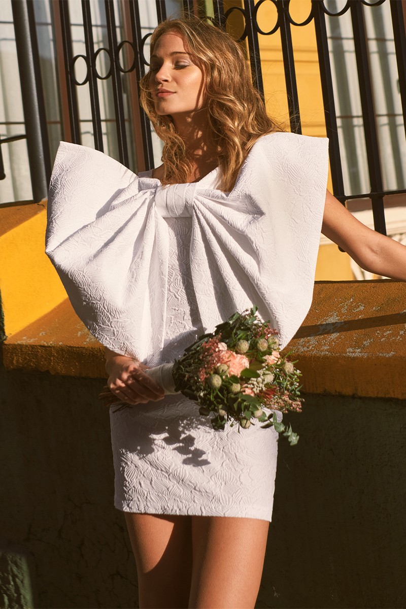 comprar novia civil vestido corto lazo blanco blanco para invitadas boda comunion bautizo fiesta graduacion
