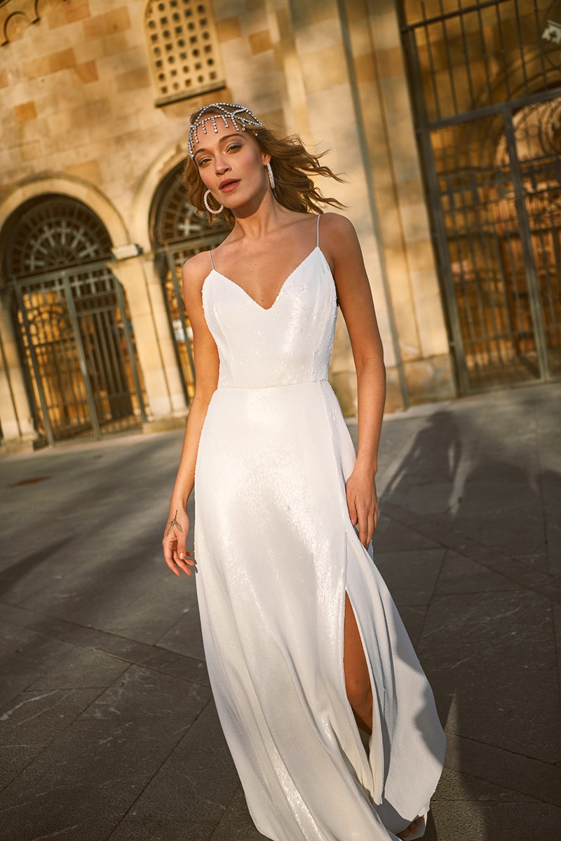invitada 2023 shop online novia civil vestido lencero lentejuelas en color blanco para invitadas boda comunion bautizo fiesta graduacion