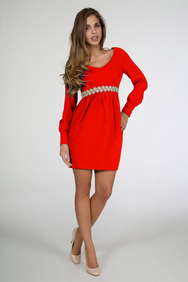 Para Vestidos Vestido Rojo Con Cinturon Dorado Cinturón Rígido