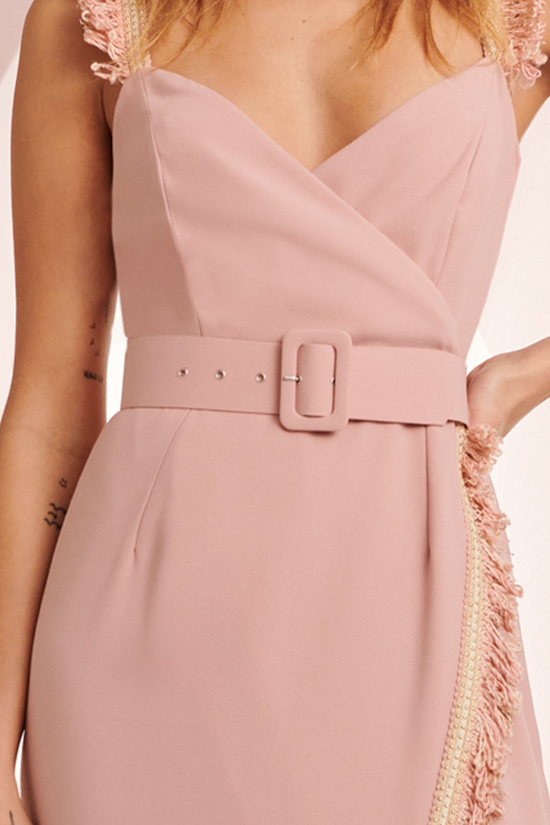 Comprar online cinturon forrado crepe rosa hebilla cuadrada invitada fiesta evento boda primavera 2023