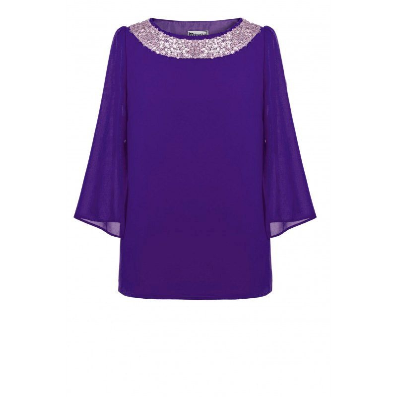 top de fiesta azul de manga larga con lentejuelas de otono invierno para fiestas bodas eventos coctel nochevieja de arimoka en apparentia