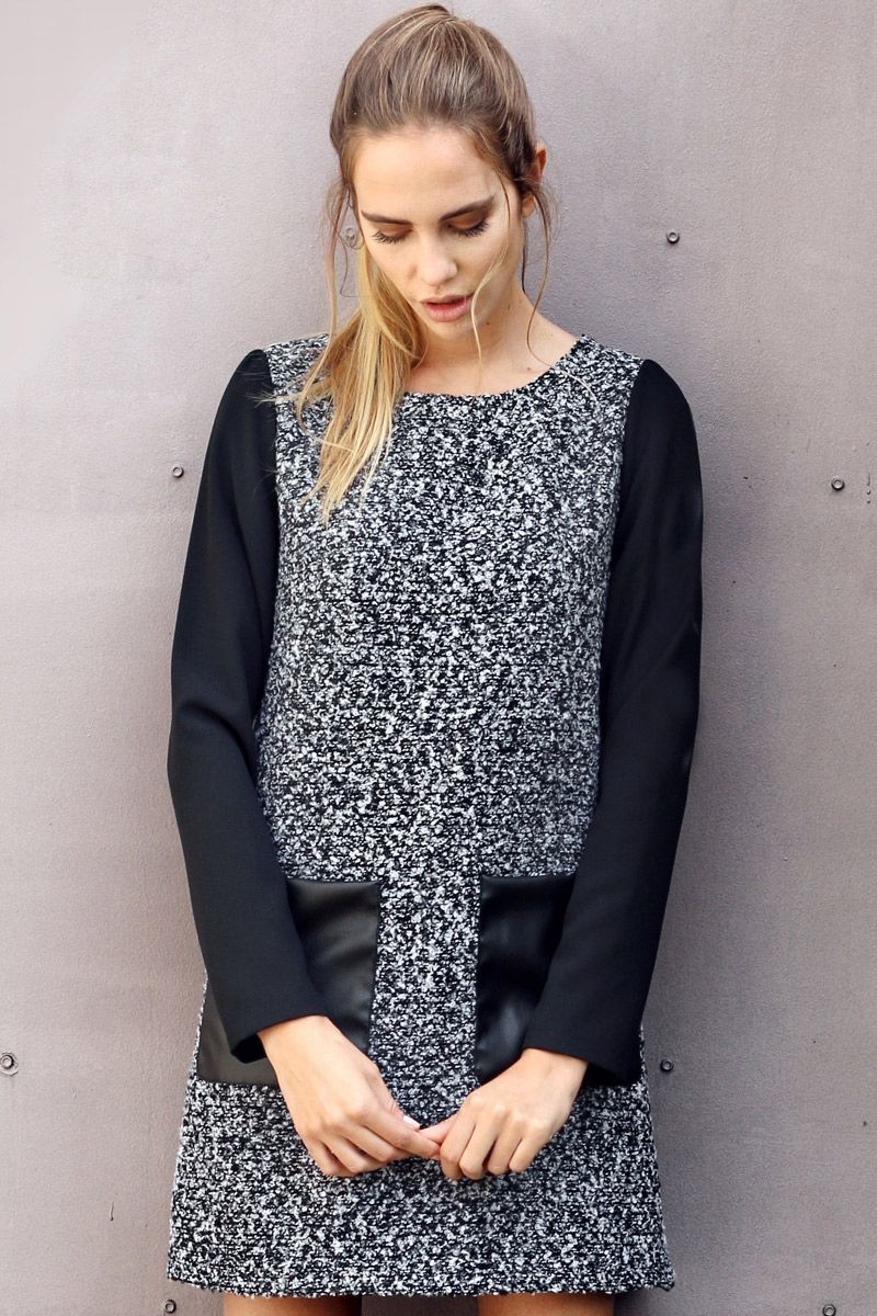 vestido gris de manga larga de otono invierno de arimoka en apparentia