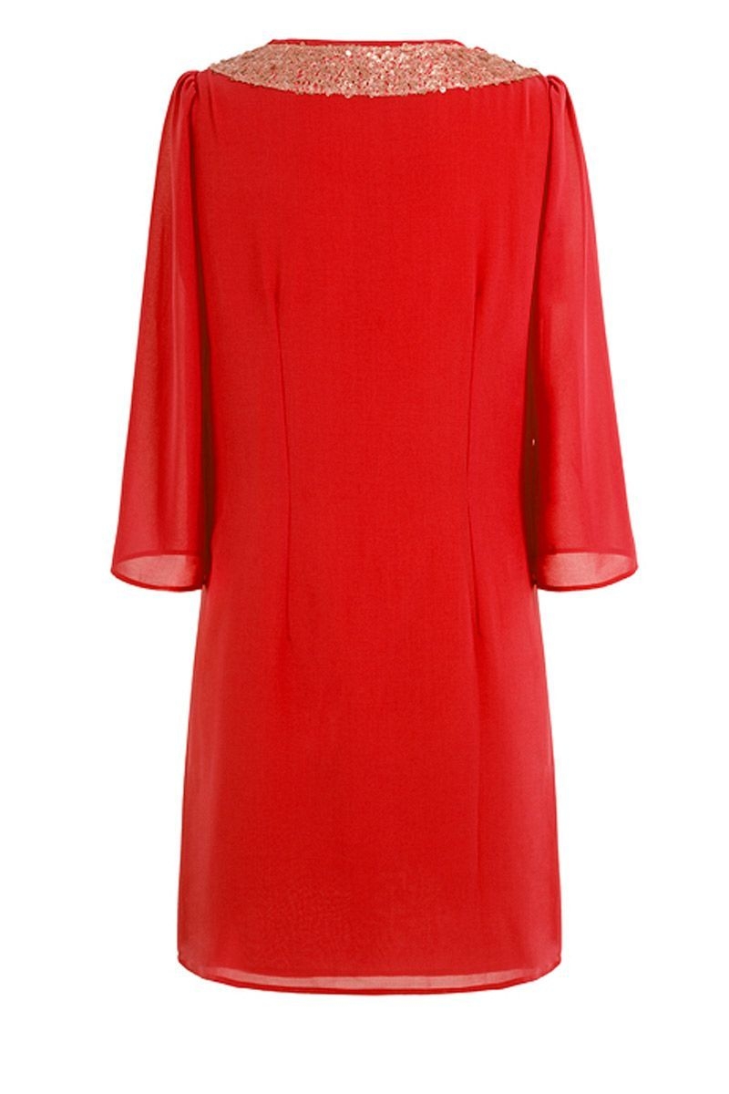 Amaris Lentejuelas Largo Vestido Con Mangas De La Tapa Rojo Tallas Grandes