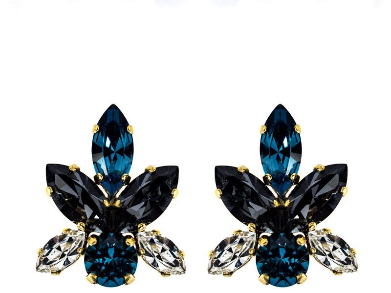 pendientes de cristales swarovski azul negro y blanco para fiestas eventos bodas de legorburu en apparentia