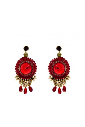 pendientes rojos largos de cristales swarovski pedreria y cristal checo para fiestas eventos bodas de legorburu en apparentia