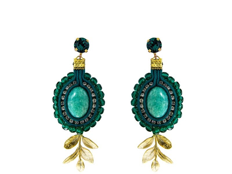 pendientes verde esmeralda largos de colgar para fiestas de legorburu en apparentia