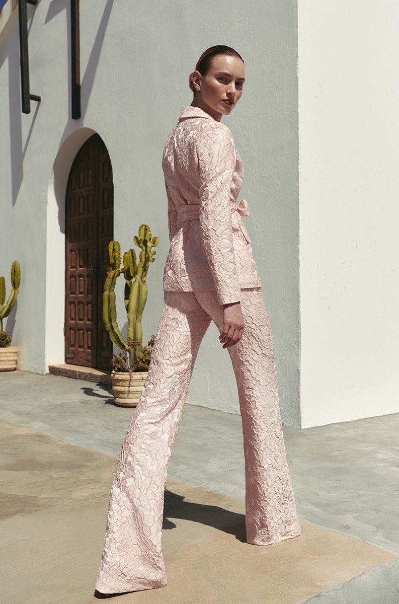 Pantalon palazzo rosa palo, conjunto para invitada de boda, mamá de comunion o bautizo