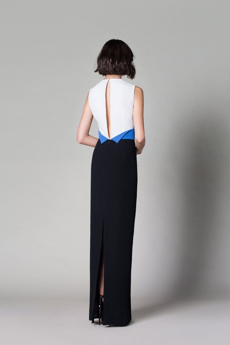 vestido de fiesta largo negro blanco y azul de nubbe en apparentia para fiesta boda evento coctel bautizo comunion de nubbe en apparentia