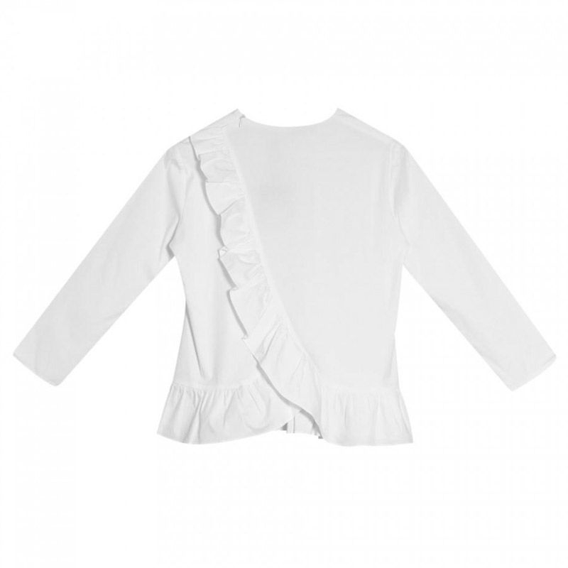 blusa de volantes blanca