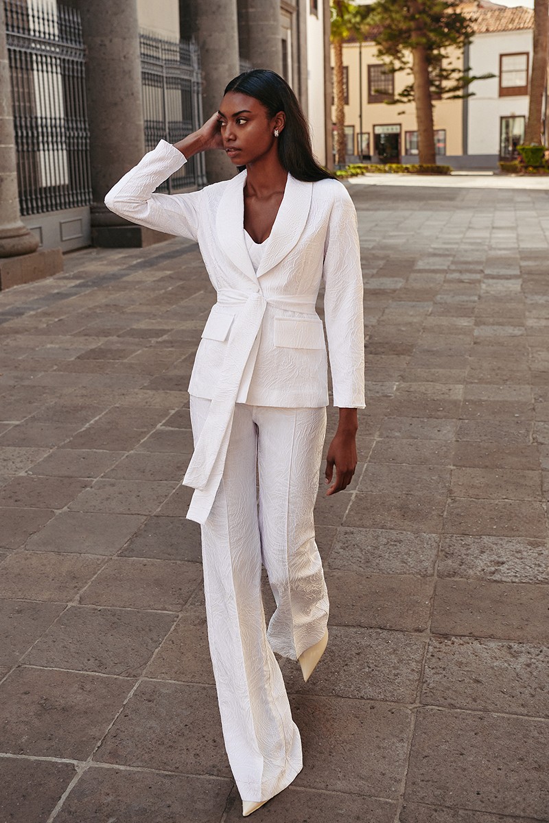 Pantalon palazzo brocado blanco, para novia civil, boda, mama de comunion, bautizo, evento, shop online, compra online