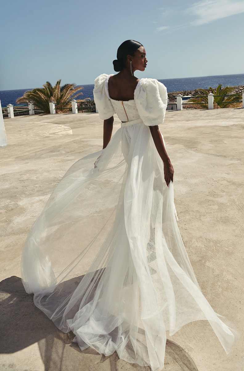 falda tul bordado flores con lentejuela blanco para novia civil, segundo vestido, fiesta, evento, gala, mama de comunion, 