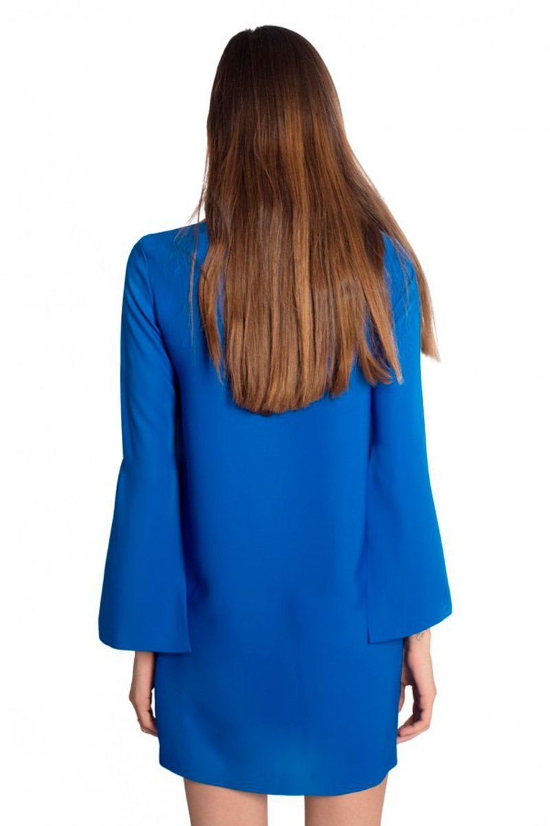 vestido de fiesta corto azul klein de manga larga para boda evento coctel nochevieja bautizo de felipe albernaz en apparentia