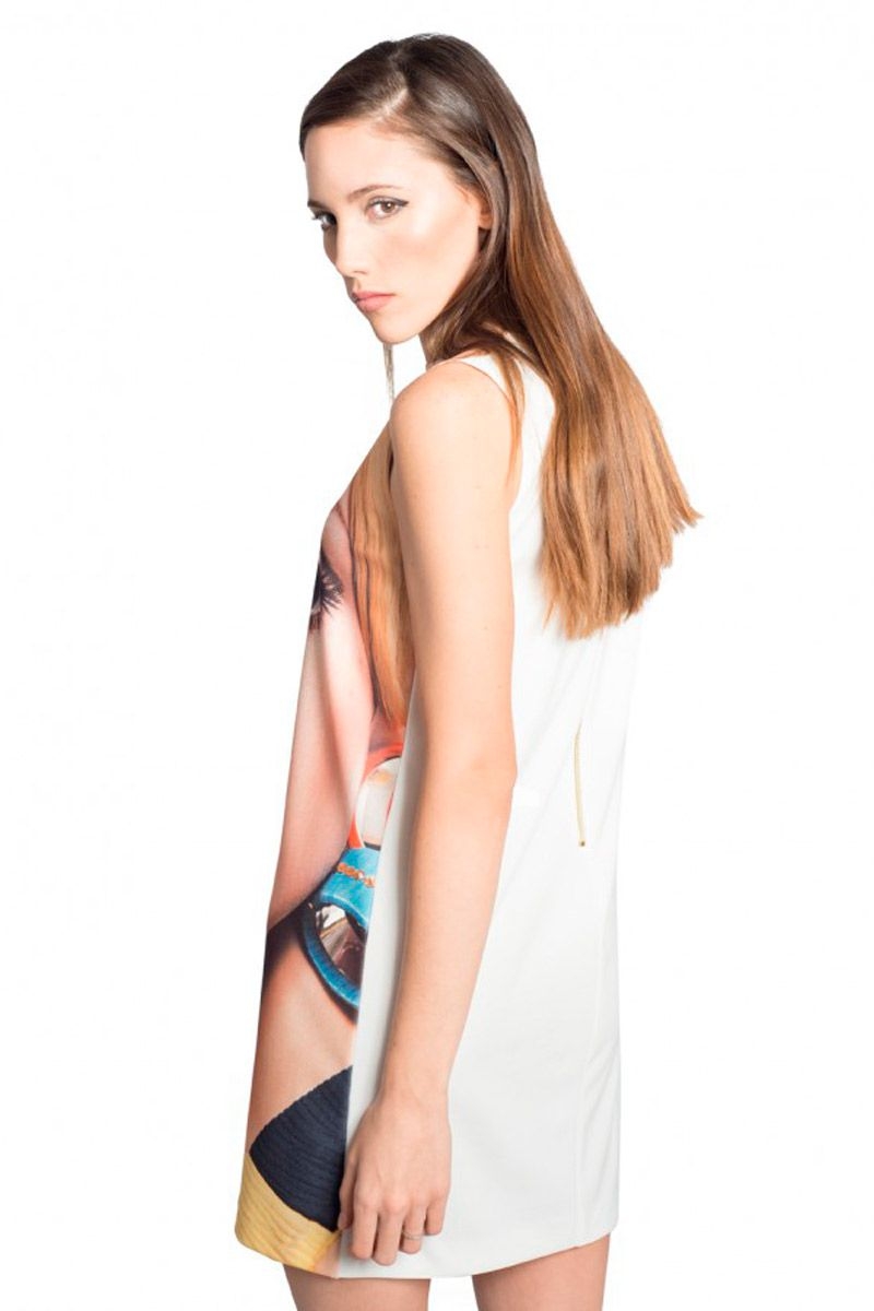 comprar online vestido estampado twiggi sin mangas acampanado de fiesta nochevieja evento de felipe albernaz en apparentia