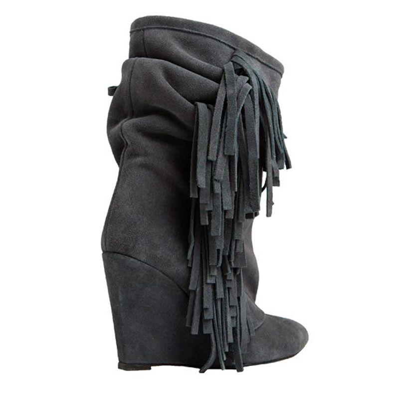 comprar online botines grises de ante con flecos y cuna de mas34 en apparentia