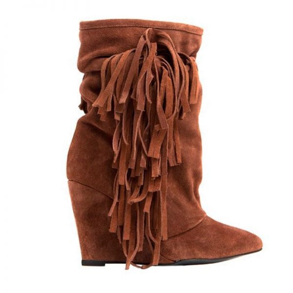 botin de ante marron con cuna y flecos de mas 34 en apparentia