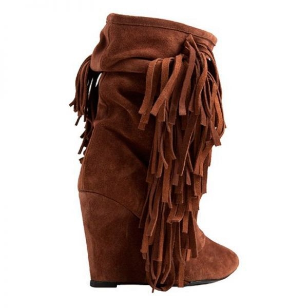 comprar online botines marrones de ante con flecos y cuna de mas34 en apparentia