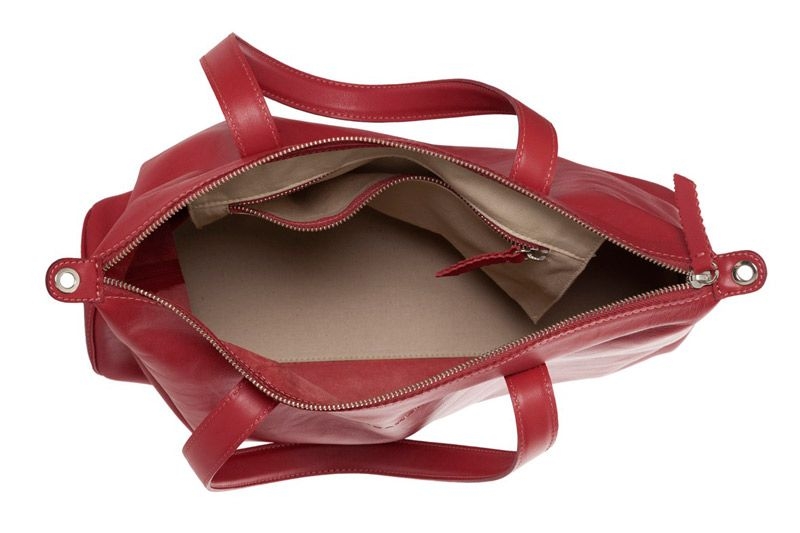 bolso de piel rojo grande para colgar de lacambra en apparentia