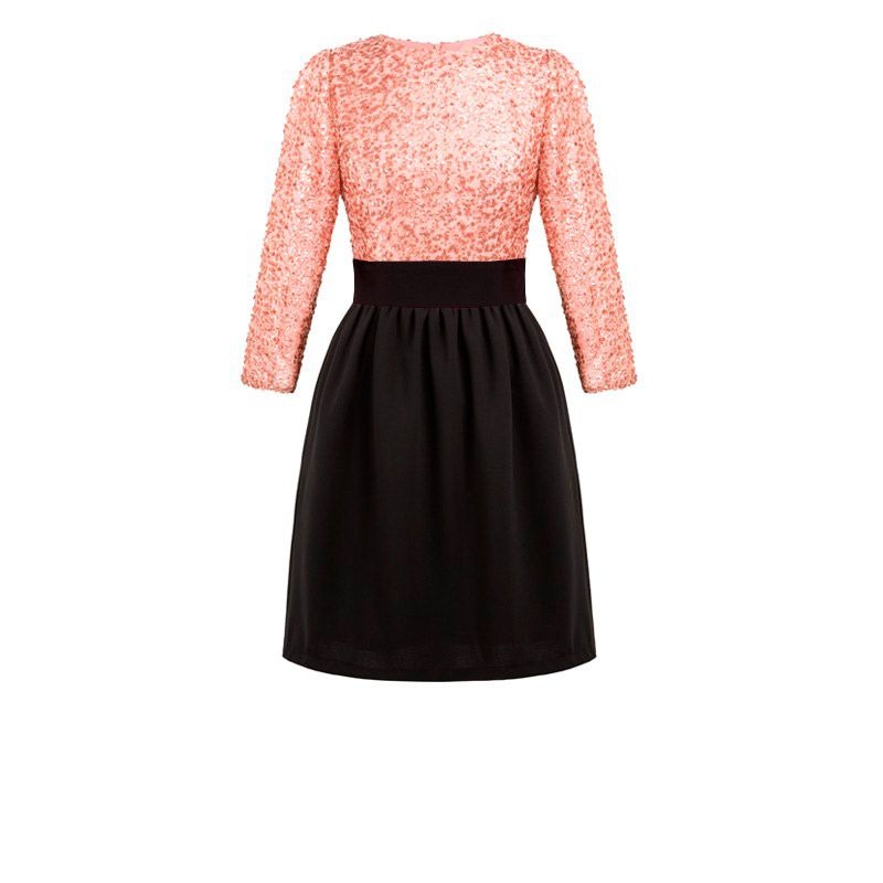 Vestido corsé Tinosa con volantes y lentejuelas negro