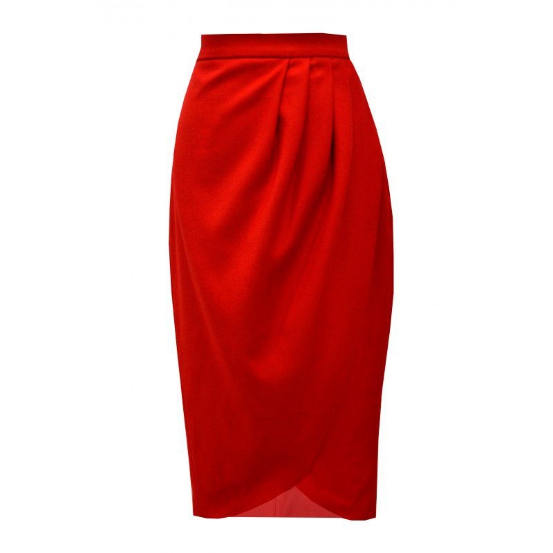 falda midi tulipan color rojo de fiesta boda evento de otono invierno de arimoka en apparentia