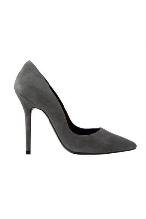 zapatos de salon gris de ante con tacon de 10 centimetros para bodas eventos fiestas coctel nochevieja de mas34 en apparentia