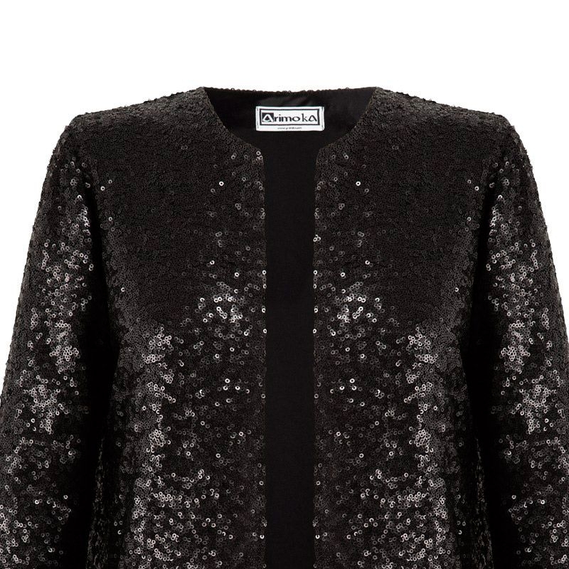 chaqueta de fiestas de lentejuelas color negro de otono invierno para bodas eventos fiestas coctel nochevieja de arimoka en apparentia