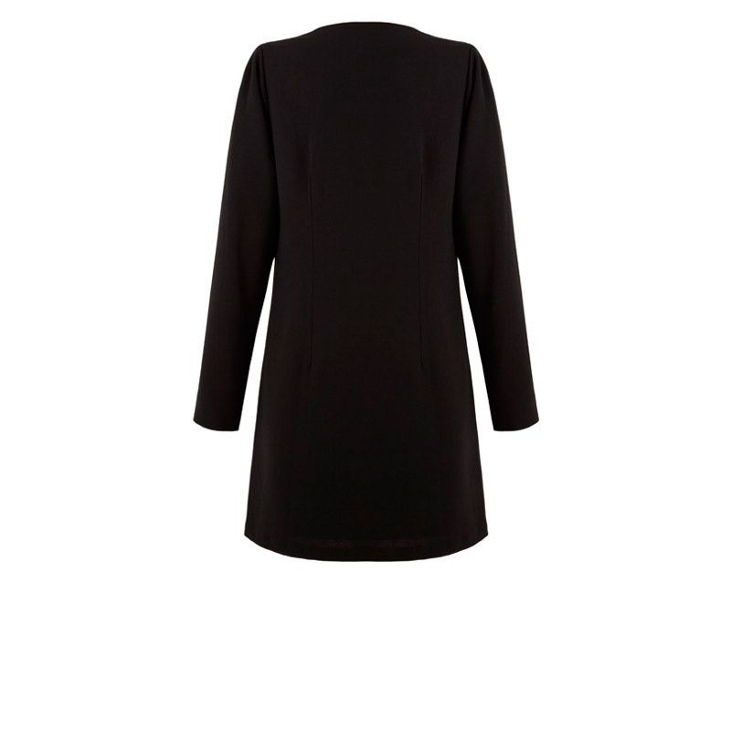 vestido negro de manga larga con flores bordadas de otono invierno para eventos fiestas oficina ocasiones especiales de arimoka en apparentia