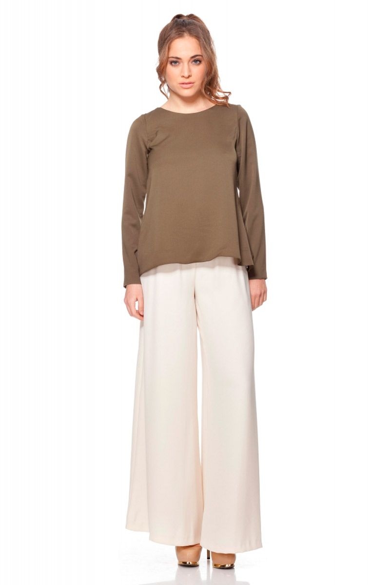 top verde caqui de manga larga asimetrico para fiesta evento nochevieja de rocknrom en apparentia