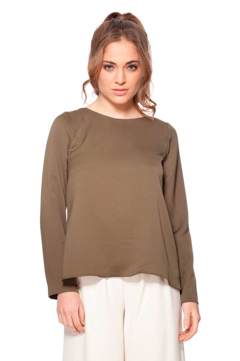 top verde caqui de manga larga asimetrico para fiesta evento nochevieja de rocknrom en apparentia