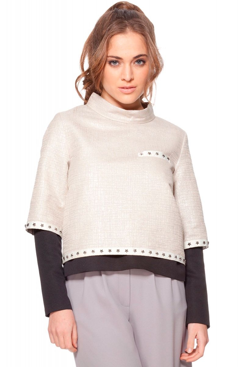 top blanco lurex dorado doble capa para fiesta evento nochevieja de rocknrom en apparentia