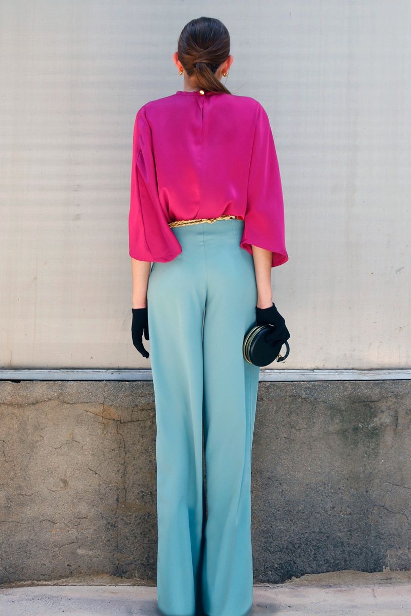 pantalon palazzo verde aguamarina