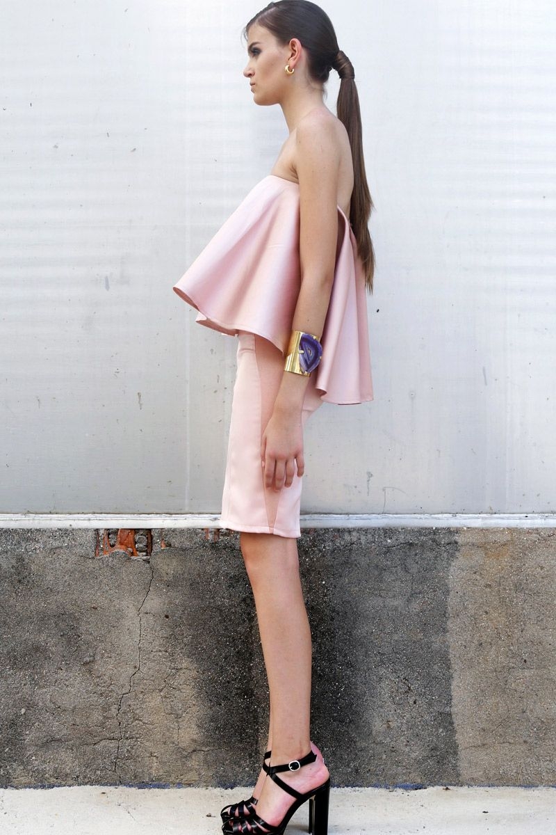 comprar online conjunto de fiesta rosa palo con top asimetrico multiposicion y falda recta de otono invierno para boda evento fiesta coctel bautizo comunion nochevieja de cousin bliss en apparentia