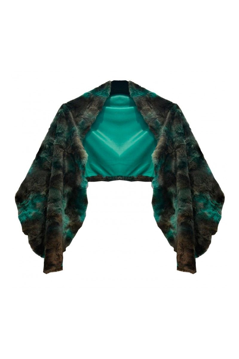 estola de pelo verde tuquesa de boda fiesta coctel bautizo evento nochevieja de otono invierno de arimoka en apparentia