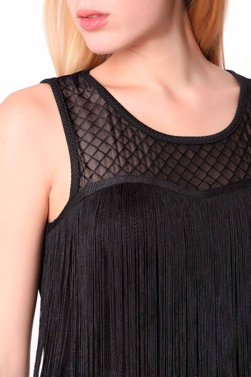 vestido negro de fiesta corto con flecos para nochevieja eventos de q2 en apparentia