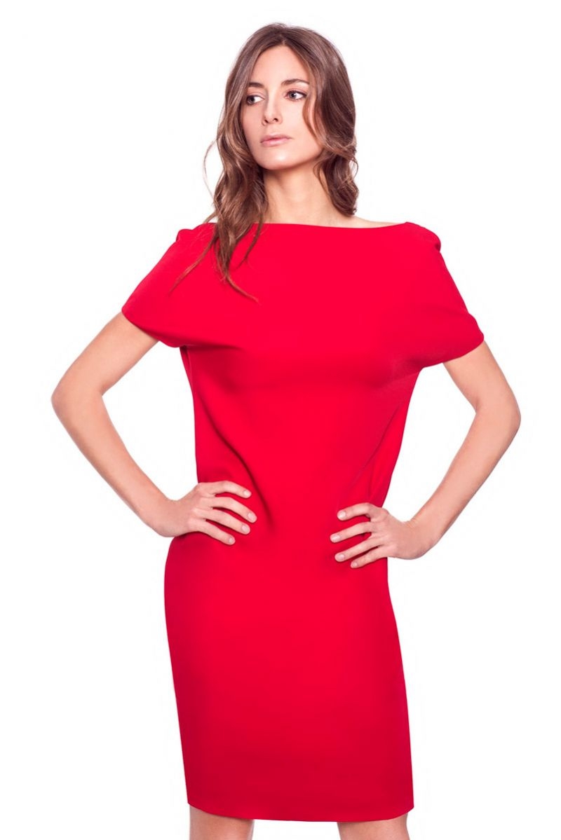 vestido rojo de manga corta con escote en la espalda de fiesta de felipe albernaz en apparentia