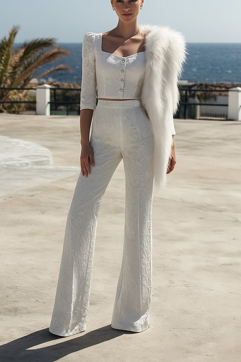 conjunto de top joya y palazzo para novia boda civil comprar online conjunto