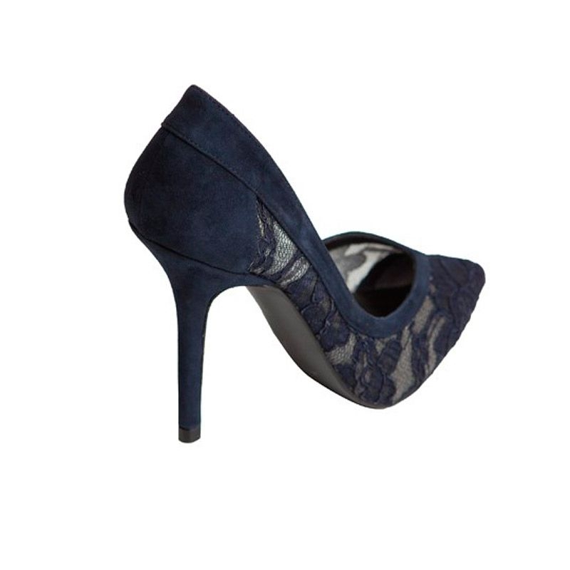 salones azules de ante y encaje con tacon de 10 centimetros para boda fiesta evento coctel bautizo comunion de mas34 en apparentia