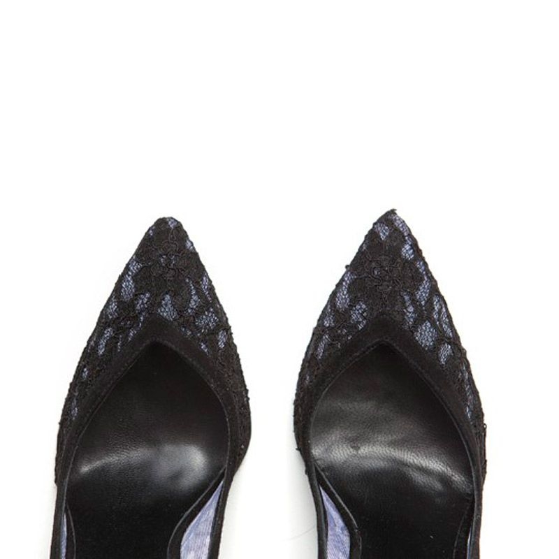 zapatos de tacon negro de ante y encaje de 10 centimetros para boda fiesta evento coctel bautizo comunion de mas34 en apparentia