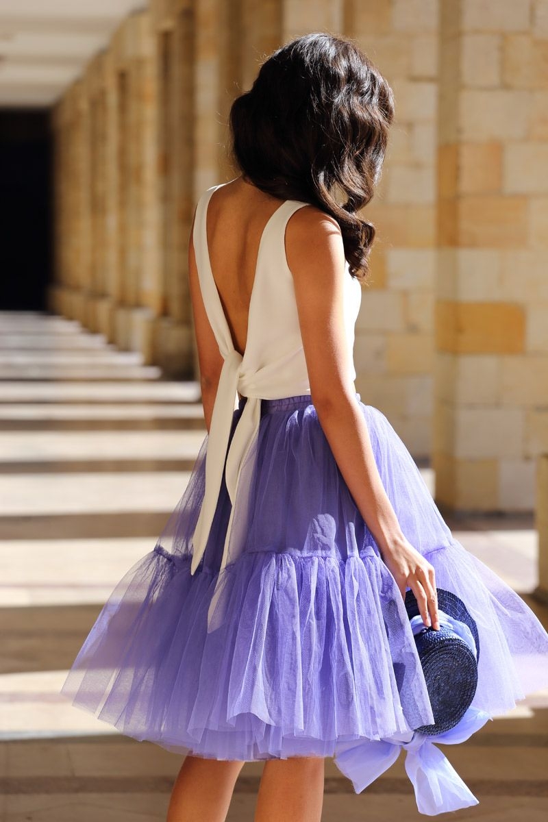 falda de tul lila para bodas fiestas eventos graduaciones comuniones bautizos de primavera verano en apparentia