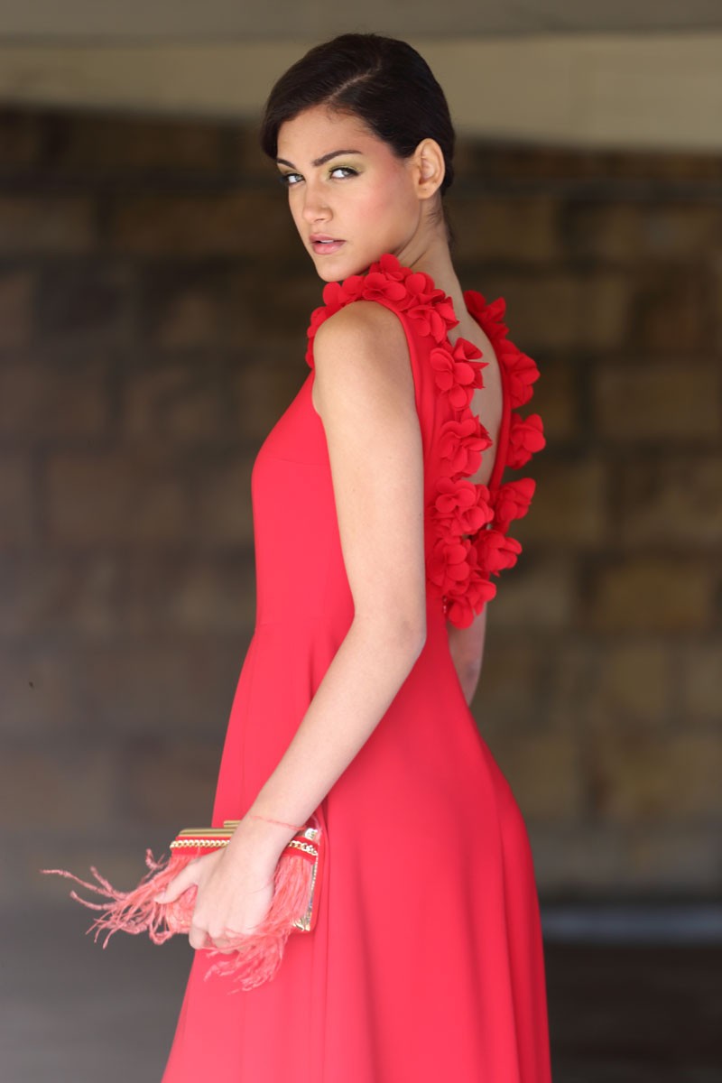 bolso dorado de fiesta con plumas coral para boda evento coctel bautizo comunion graduacion de apparentia